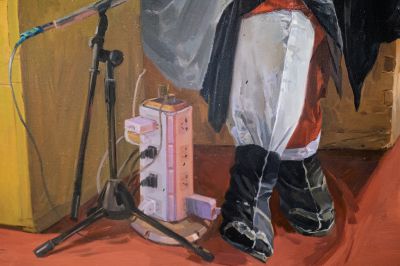 油画《脚下生花》